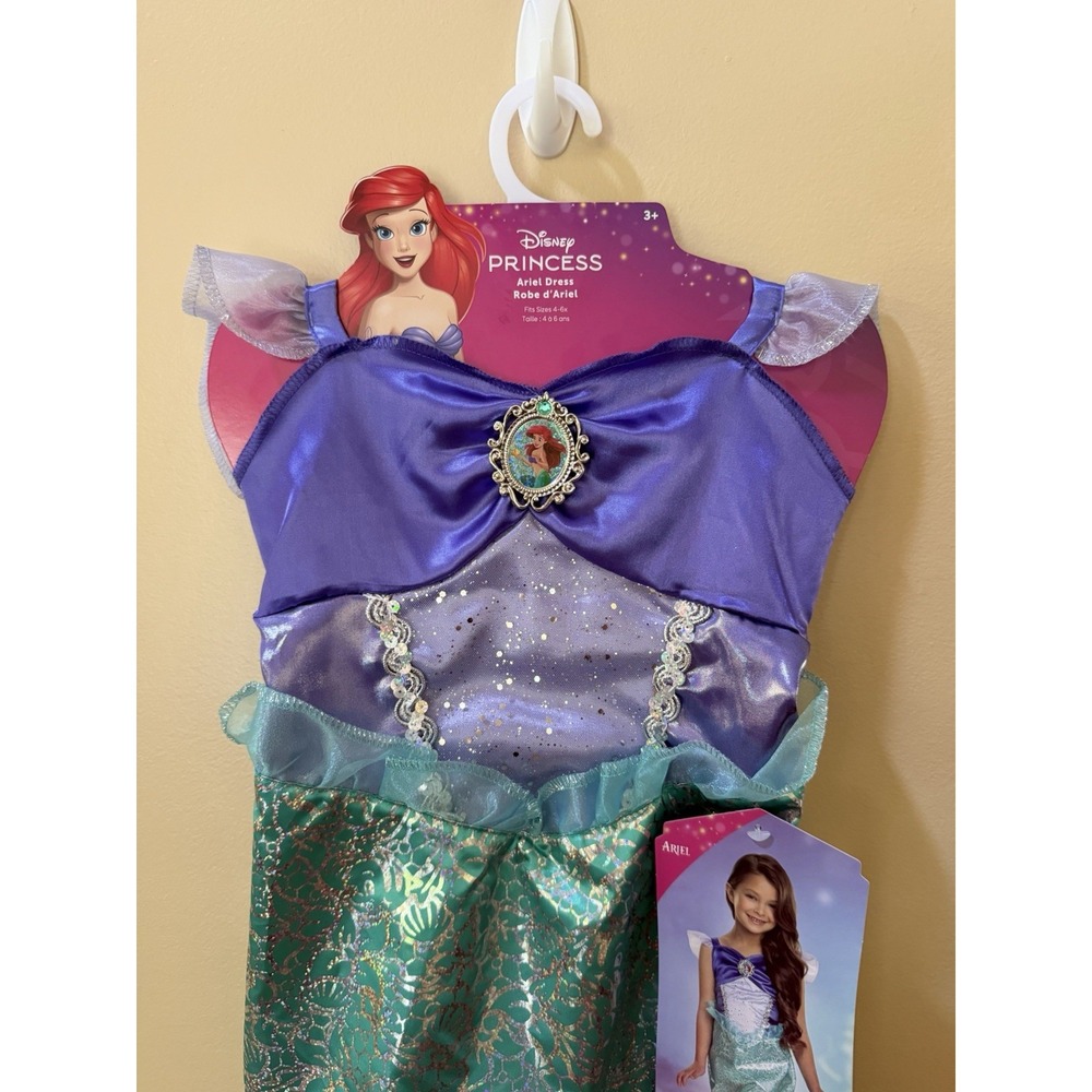 NEW Disney Princess Ariel Core Dress Costume Fits Sizes 4-6X NWT - Picture 7 of 12